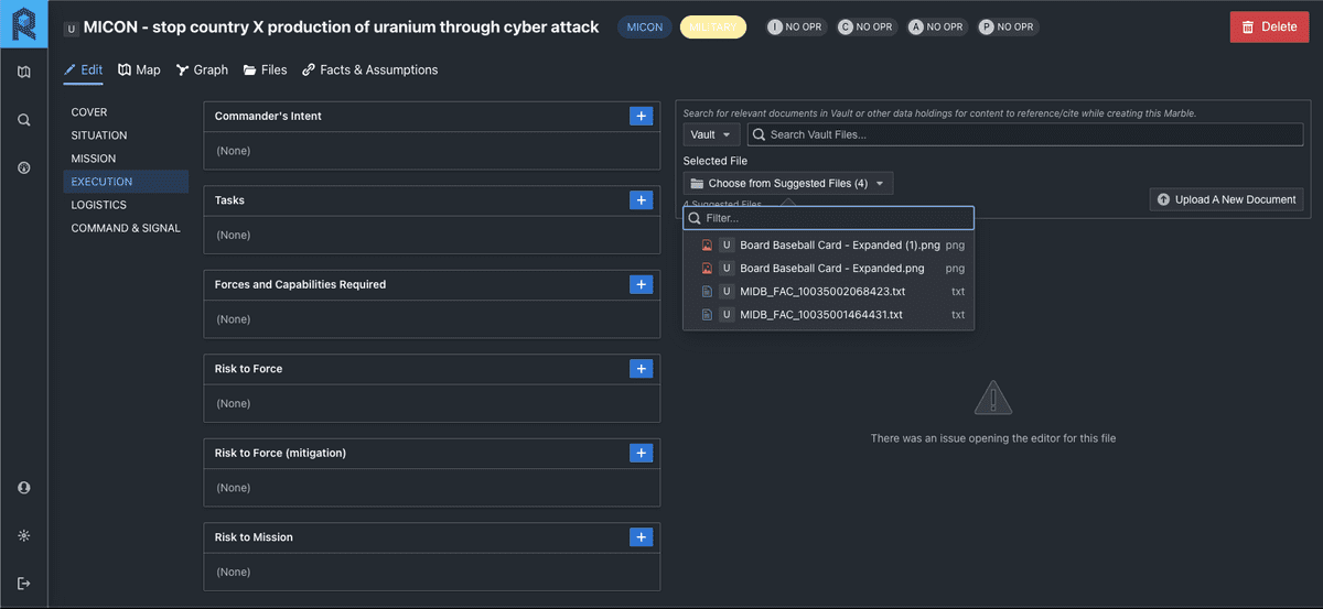 Operations Baseball Card with Authoritative Intel Integration